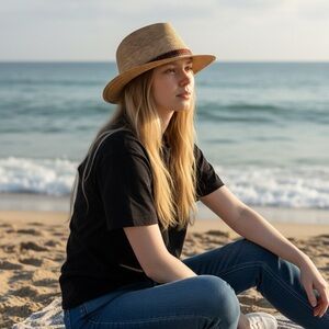 Tula Tan Fedora with Patterned Red Band